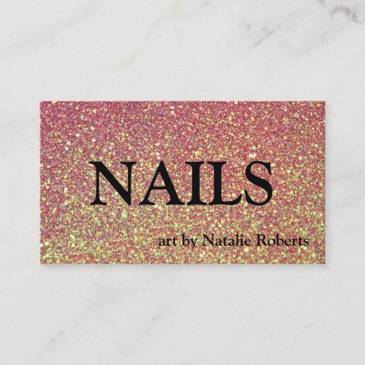 Luxe roze Glittery Nail Pools Visitekaartje (Voorkant)