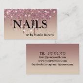Luxe roze Glittery Nail Pools Visitekaartje (Voorkant / Achterkant)