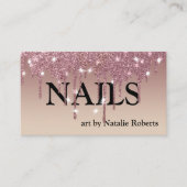 Luxe roze Glittery Nail Pools Visitekaartje (Voorkant)