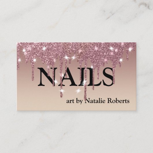 Luxe roze Glittery Nail Pools Visitekaartje (Voorkant)