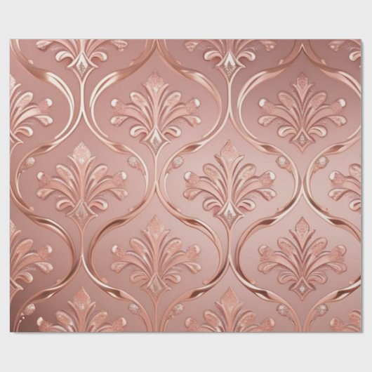 Luxe Roze Glitzy Folie Roos Gouden Blush Glam Cadeaupapier (Vlak)