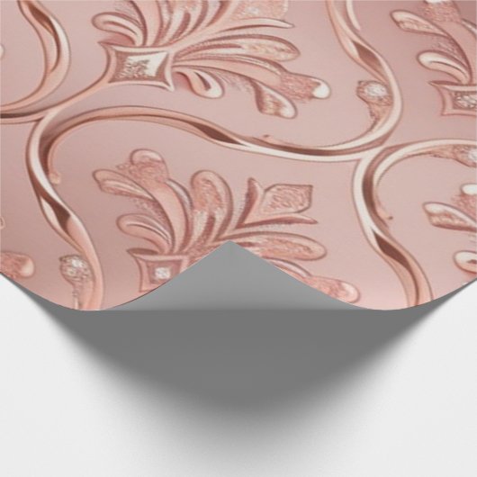 Luxe Roze Glitzy Folie Roos Gouden Blush Glam Cadeaupapier (Hoek)