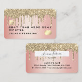Luxe roze Gold Glitter Faux Debit Card Visitekaartje (Voorkant / Achterkant)