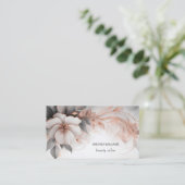 Luxe Roze Goud 3D Bloem Visitekaartje (Staand voorkant)