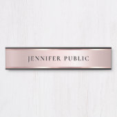 Luxe Roze Goud Aangepaste Elegante Moderne Sjabloo Deurbordje (Voorkant)