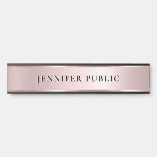 Luxe Roze Goud Aangepaste Elegante Moderne Sjabloo Deurbordje (Voorkant)