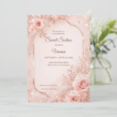 Luxe Roze Goud Bloem Sweet 16 Kaart (Staand voorkant)