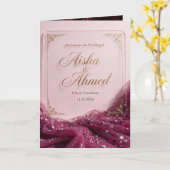 Luxe Roze Goud Glitter Nikah Uitnodiging (Gele Bloem)