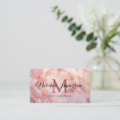 Luxe Roze Goud Marmeren Agaat Monogram Modern Visitekaartje (Staand voorkant)