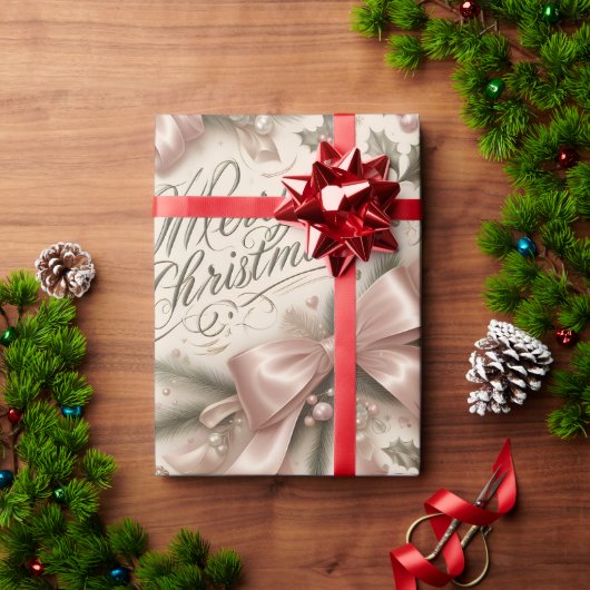 Luxe Roze Goud Prettig Kerstfeest Cadeaupapier (Feestdagen Geschenken)