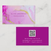 Luxe Roze Goud QR Code Mode Trendy Modern Visitekaartje (Voorkant / Achterkant)