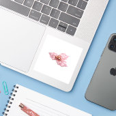 Luxe Roze Goud Roze Kwarts Hulstblad Sticker Ch (Laptop met iPhone)