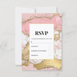 Luxe roze goud roze marmeren ontwerp trouw RSVP kaartje