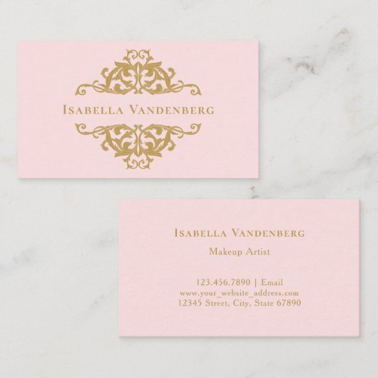 Luxe roze gouddecoratieve Lijst Visitekaartje (Voorkant / Achterkant)