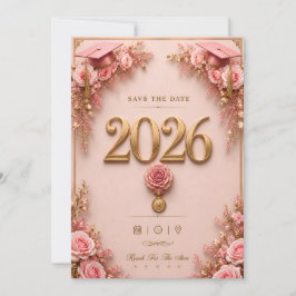 Luxe Roze & Gouden Afstudeerkaart 2026
