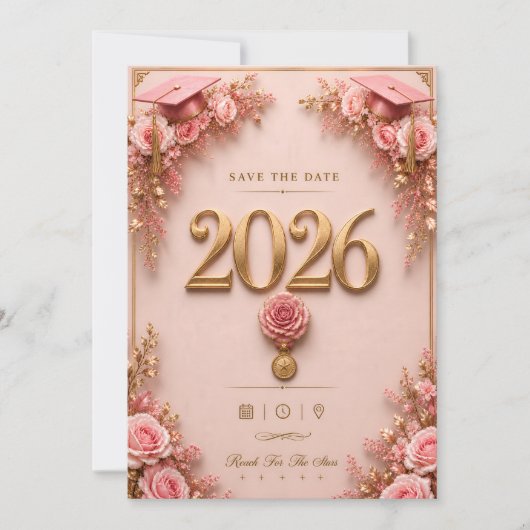 Luxe Roze & Gouden Afstudeerkaart 2026 (Voorkant)
