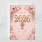 Luxe Roze & Gouden Afstudeerkaart 2026 (Achterkant)