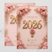 Luxe Roze & Gouden Afstudeerkaart 2026 (Voorkant / Achterkant)