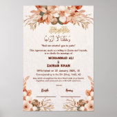Luxe Roze Gouden Bloem Kader Nikah-contract  Poster (Voorkant)