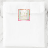 Luxe Roze Gouden Confetti Stippen Body Butter Labe Vierkante Sticker (Tas)