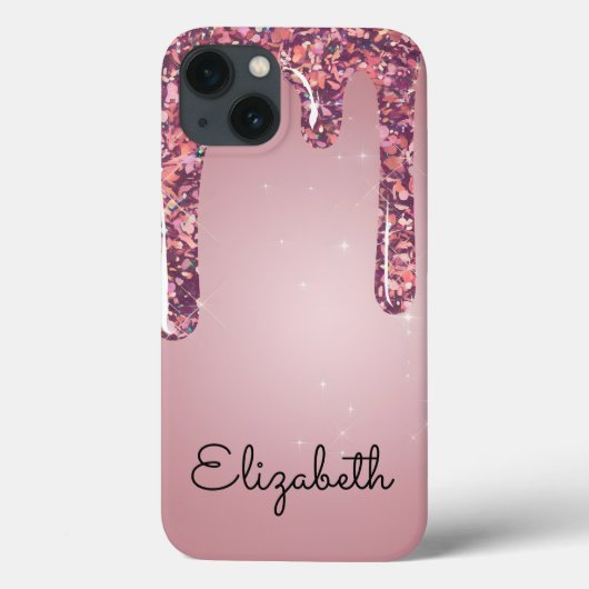 Luxe Roze Gouden Druppelende Glitters Case-Mate iPhone Case (Achterkant)
