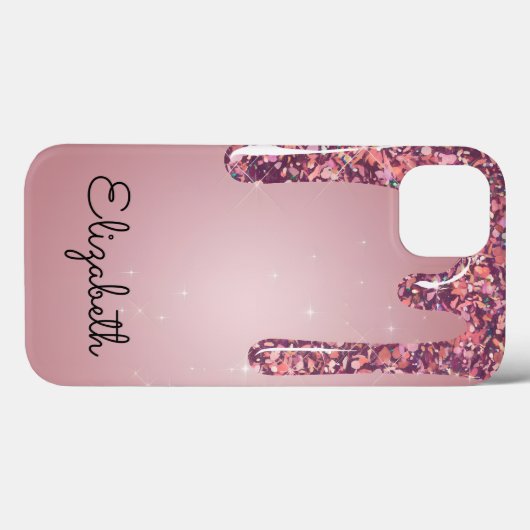 Luxe Roze Gouden Druppelende Glitters Case-Mate iPhone Case (Achterkant (horizontaal))