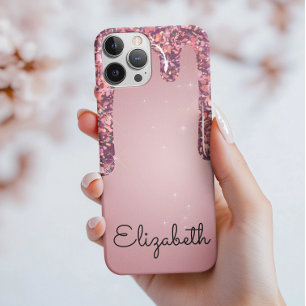 Luxe Roze Gouden Druppelende Glitters Case-Mate iPhone Case