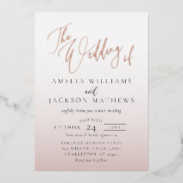 Luxe Roze Gouden Folie Calligrafie Trouw Uitnodigi Uitnodiging