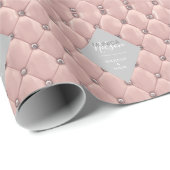 Luxe Roze Gouden Geplooid Monogram Cadeaupapier (Rol Hoek)