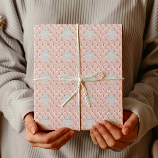 Luxe Roze Gouden Geplooid Monogram Cadeaupapier