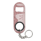 Luxe roze gouden glinsterende glitter druppels mon mini flessenopener (Achterkant)