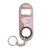 Luxe roze gouden glinsterende glitterspare monogra mini flessenopener (Voorkant)