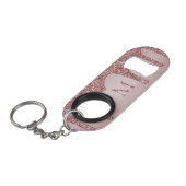 Luxe roze gouden glinsterende glitterspare monogra mini flessenopener (Voorkant Gekanteld)