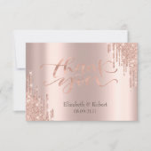 Luxe Roze Gouden Glitter Drips Bedankkaart (Voorkant)