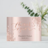 Luxe Roze Gouden Glitter Drips Bedankkaart (Staand voorkant)