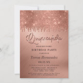 Luxe Roze Gouden Glitter Pixels Quinceañera Kaart (Voorkant)