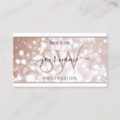 Luxe Roze Gouden Glitter Sterren Initialen Wit Visitekaartje (Voorkant)
