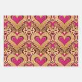 Luxe Roze Gouden Harten Valentijn Wrapping Paper (Voorkant 2)