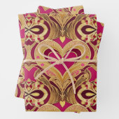 Luxe Roze Gouden Harten Valentijn Wrapping Paper (In situ)