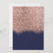 Luxe Roze Gouden Marine Glitter Confetti Bruiloft Save The Date (Achterkant)