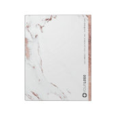 Luxe roze gouden marmeren gepersonaliseerde briefp notitieblok (Linkerzijde)
