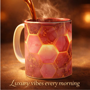 Luxe roze & gouden marmeren koffiemok – Elegante A Tweekleurige Koffiemok