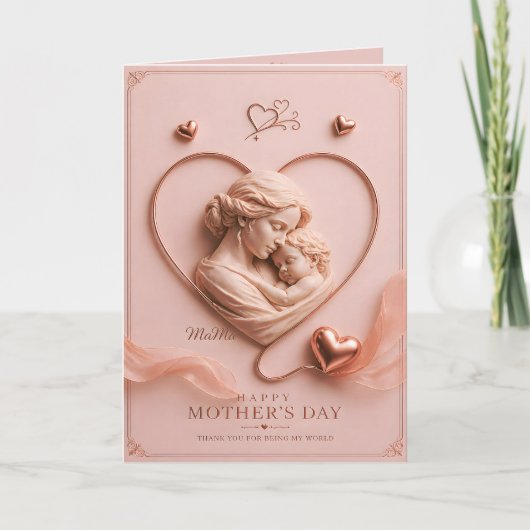 Luxe Roze Gouden Moederdagkaart Kaart (Voorkant)