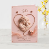 Luxe Roze Gouden Moederdagkaart Kaart (Gele Bloem)