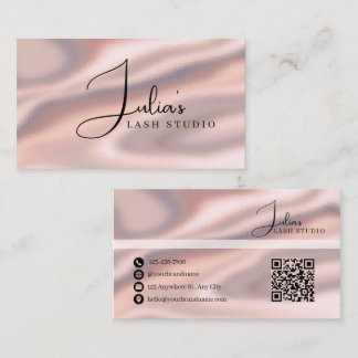 Luxe Roze Gouden Satijn Wimperstudio Zakelijke Kaa Visitekaartje