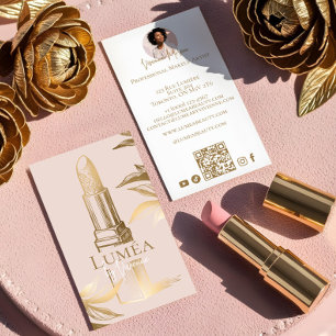 Luxe Roze Gouden Schoonheid Make-up Artiestenstudi Visitekaartje