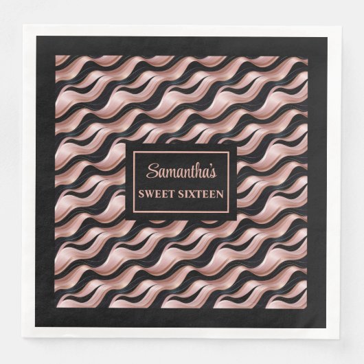 Luxe Roze Gouden Servetten Elegante Glitter Feest  (Voorkant)