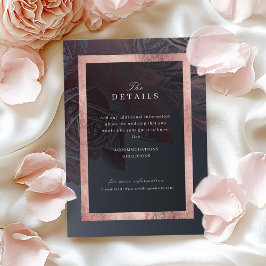 Luxe roze gouden vintage botanische huwelijksdetai informatiekaartje