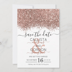Luxe Roze Gouden Witte Glitters Confetti Bruiloft Save The Date
