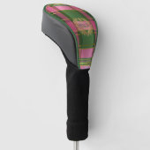 Luxe Roze Groen Geruit Monogram Golf Chic Golfheadcover (Schuin)